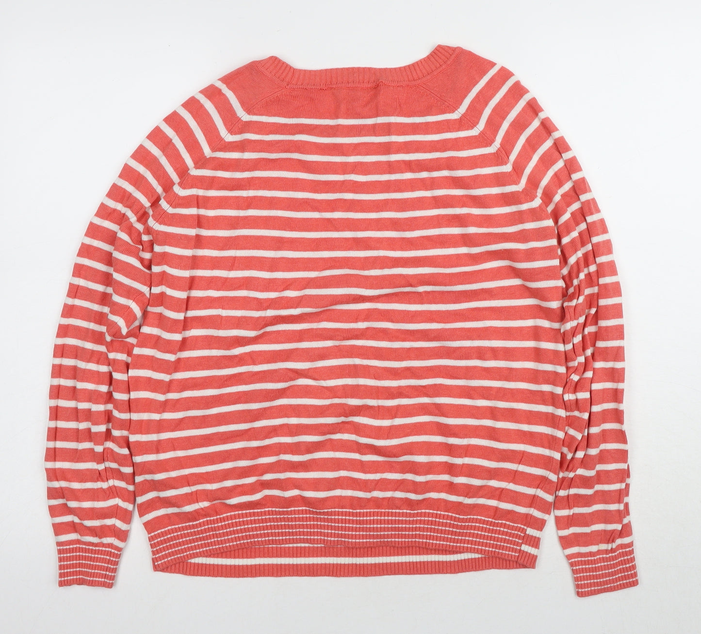 Joules Women's Orange Striped Jumper, Size 14, Casual Knit