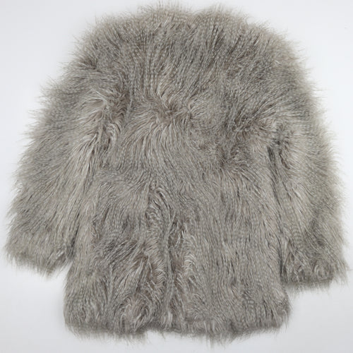 Topshop Women’s Grey Faux Fur Jacket Size 14