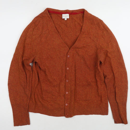 East Women's Brown Cardigan L V-Neck