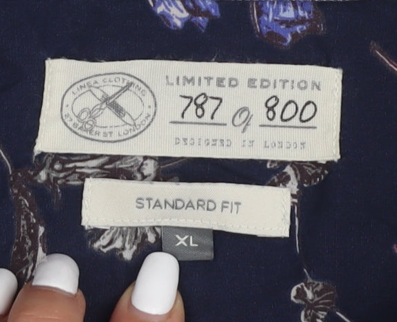 Lanes & Co. Men's Blue Floral Button-Up XL Shirt