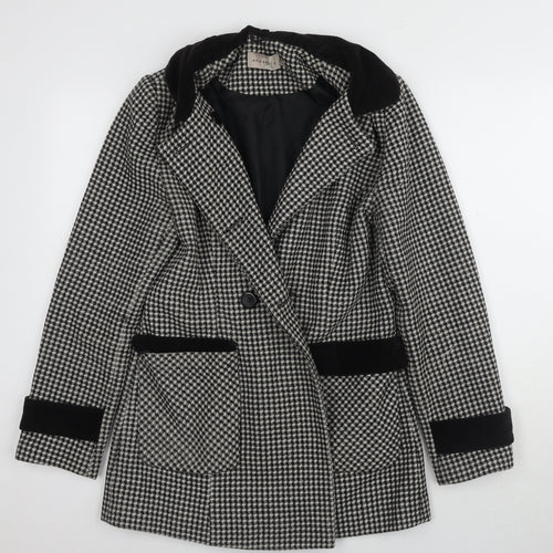 Amaryllis Women's Black & White Houndstooth Pea Coat Size 10