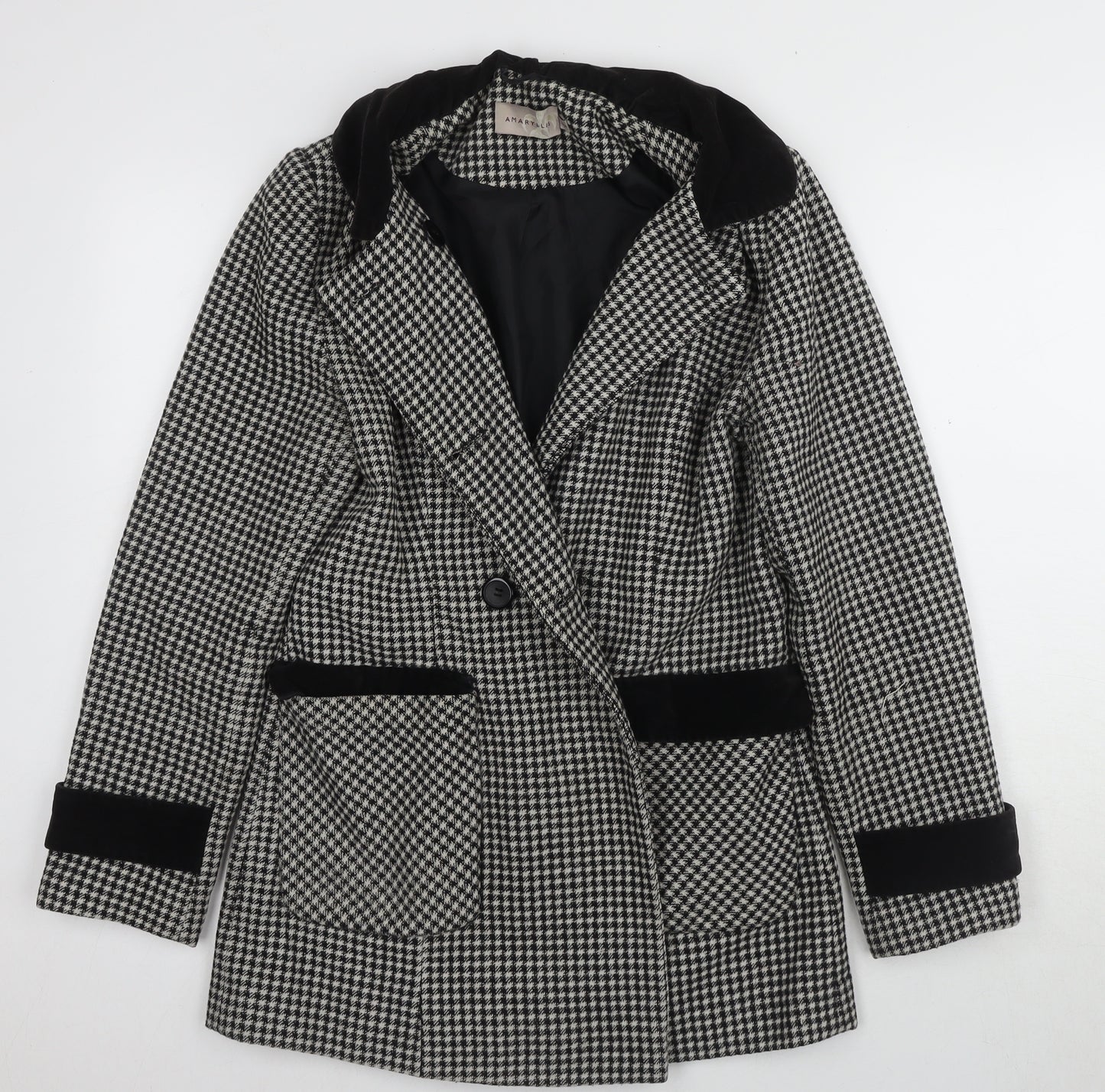 Amaryllis Women's Black & White Houndstooth Pea Coat Size 10