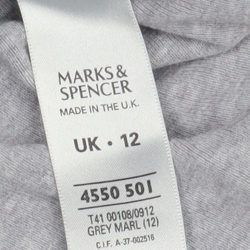 Marks and Spencer Women's Grey T-Shirt Size 12 - Casual Basic