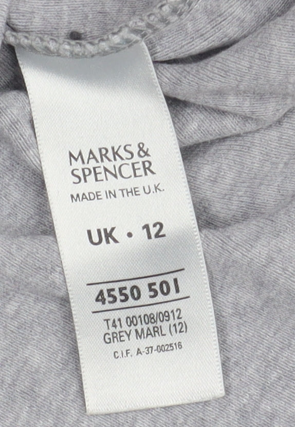 Marks and Spencer Women's Grey T-Shirt Size 12 - Casual Basic