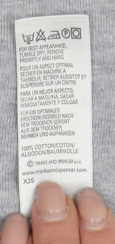 Marks and Spencer Women's Grey T-Shirt Size 12 - Casual Basic