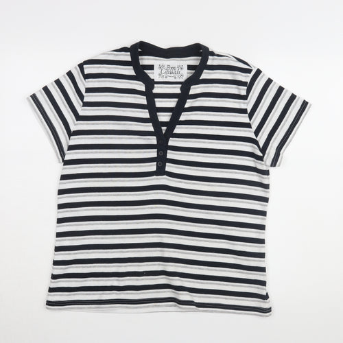 Bm Casuals Women's Black Striped T-Shirt Medium