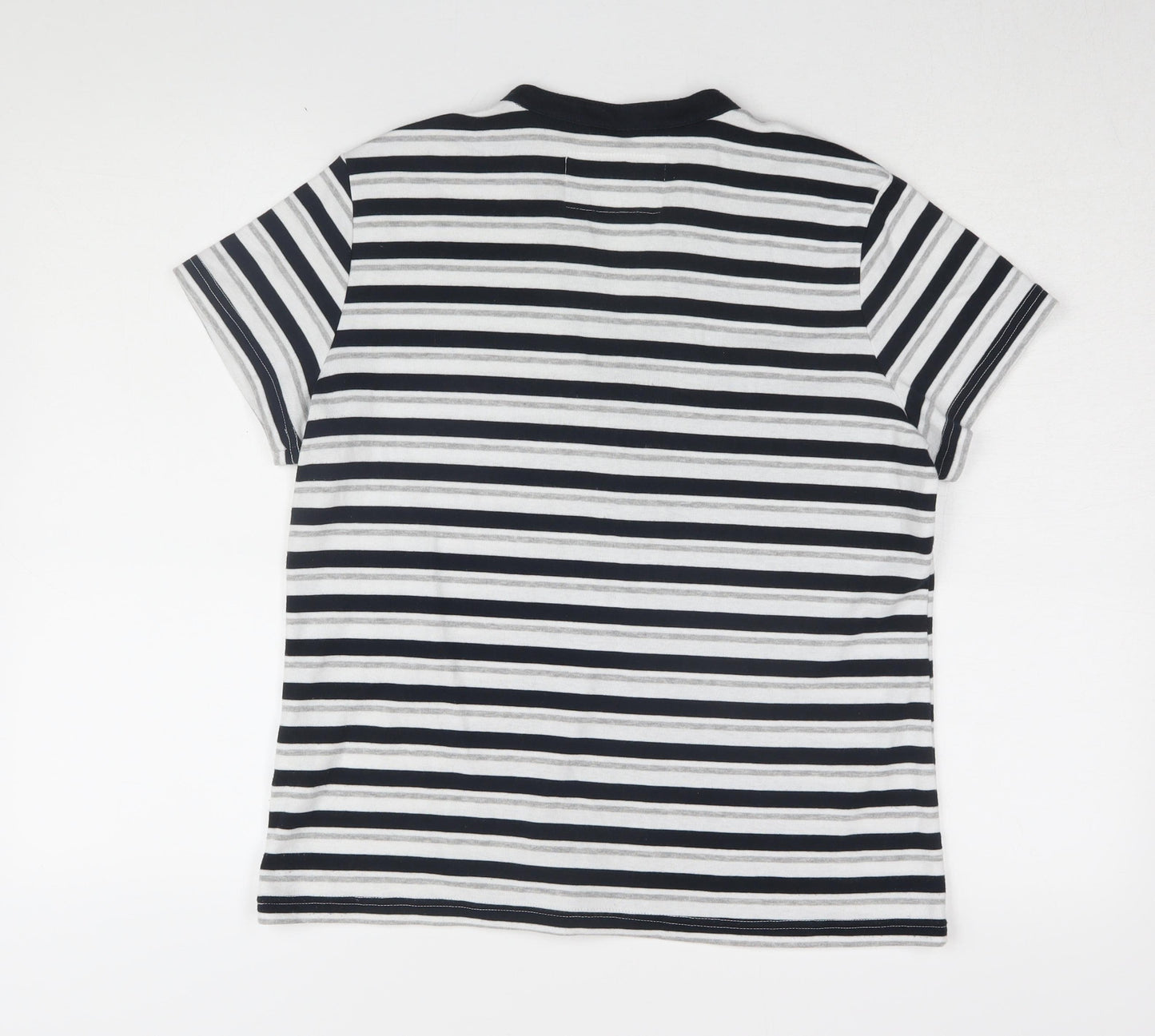 Bm Casuals Women's Black Striped T-Shirt Medium