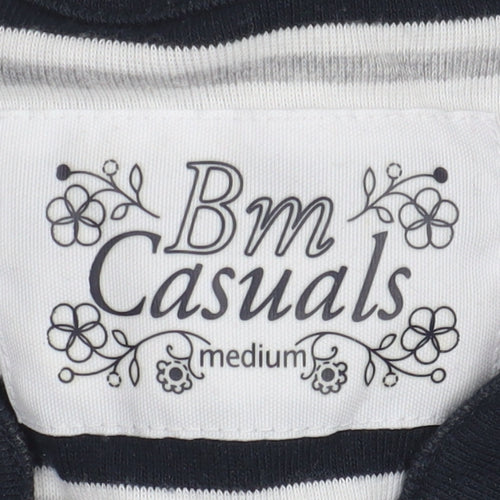 Bm Casuals Women's Black Striped T-Shirt Medium