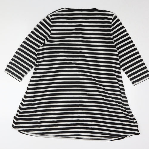 Capsule Women's Black Striped T-Shirt Size 16