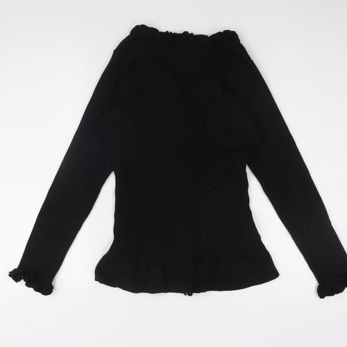 Venue Women's Black Ruffle Button-Up Top Size M