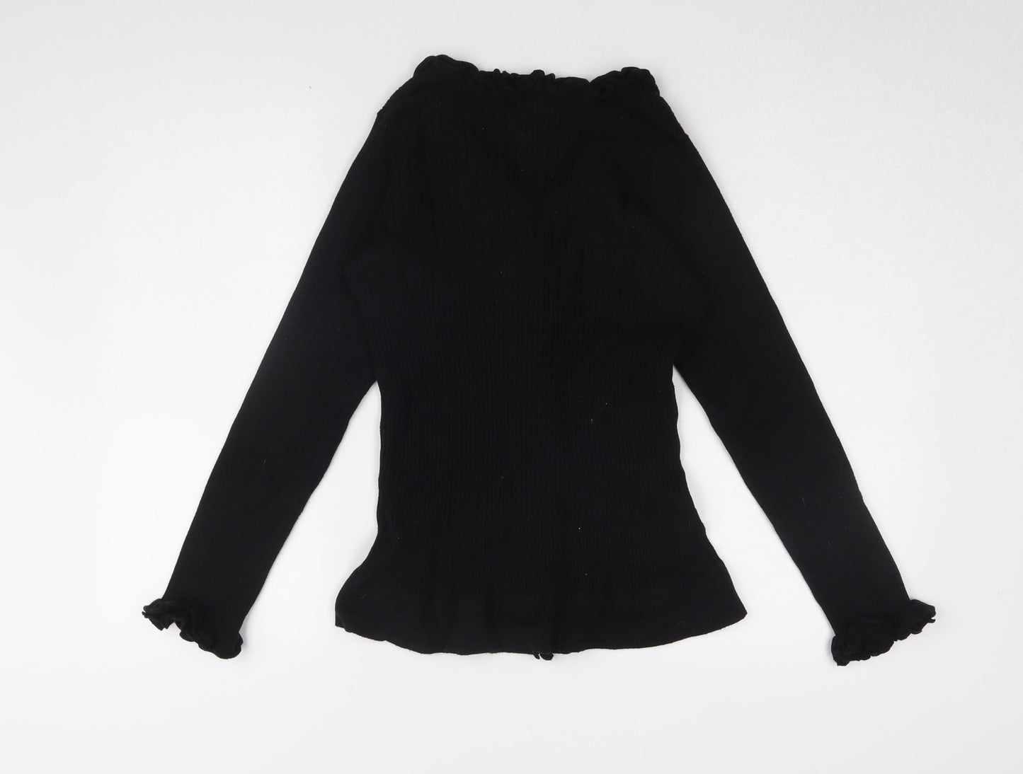 Venue Women's Black Ruffle Button-Up Top Size M