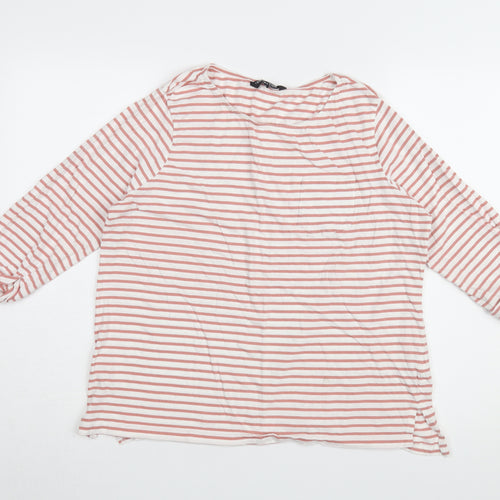 Debenhams Women Pink Striped Basic T-Shirt Size 18