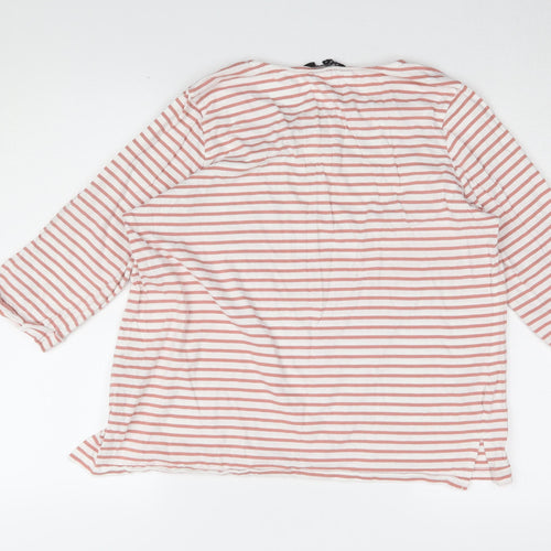 Debenhams Women Pink Striped Basic T-Shirt Size 18