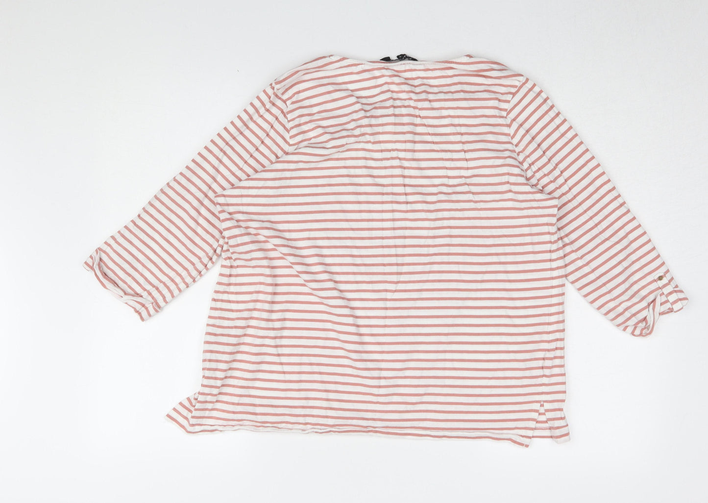 Debenhams Women Pink Striped Basic T-Shirt Size 18