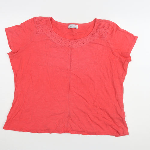 Marks and Spencer Women's Pink Lace Trim T-Shirt, Size 20