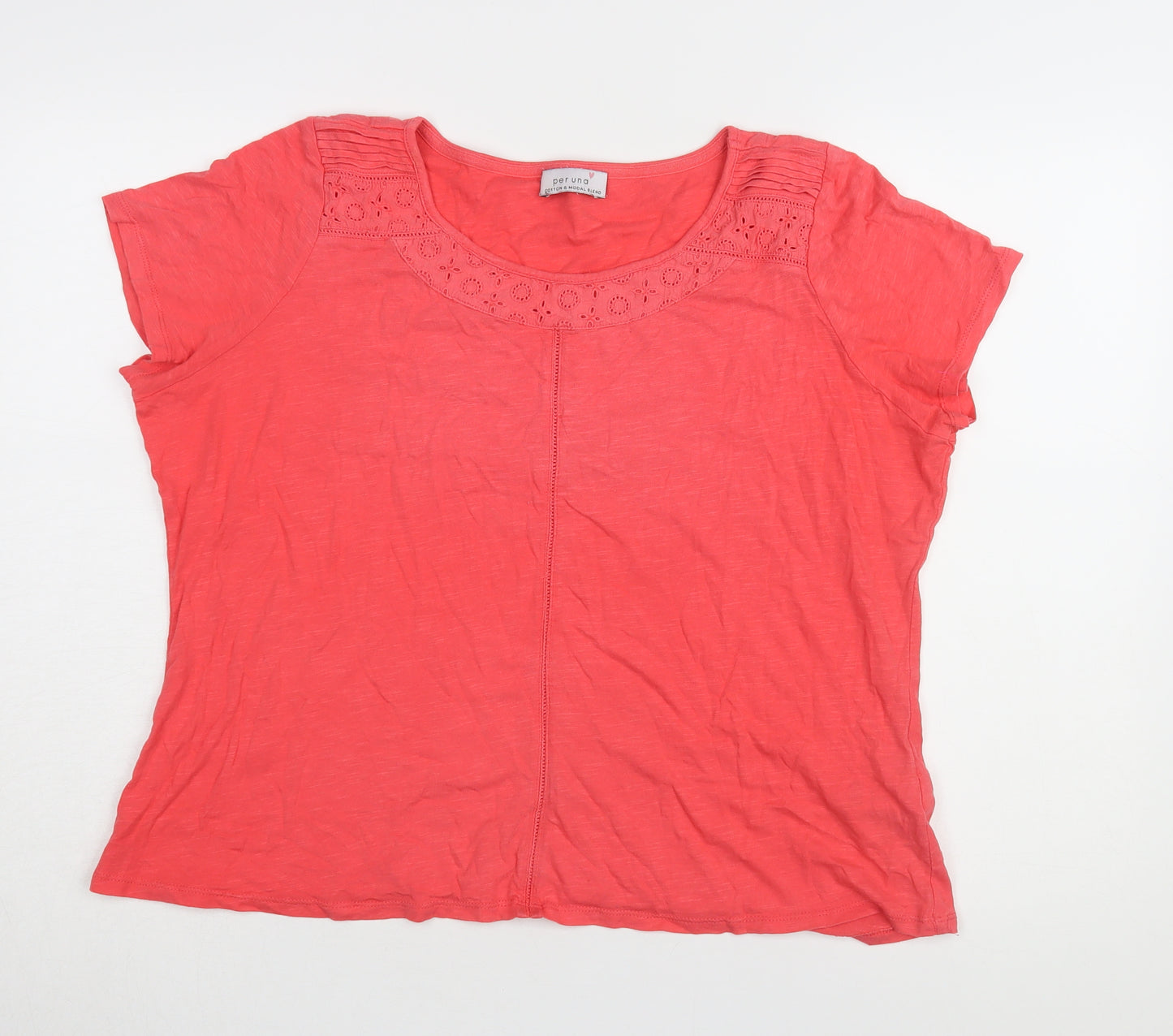 Marks and Spencer Women's Pink Lace Trim T-Shirt, Size 20