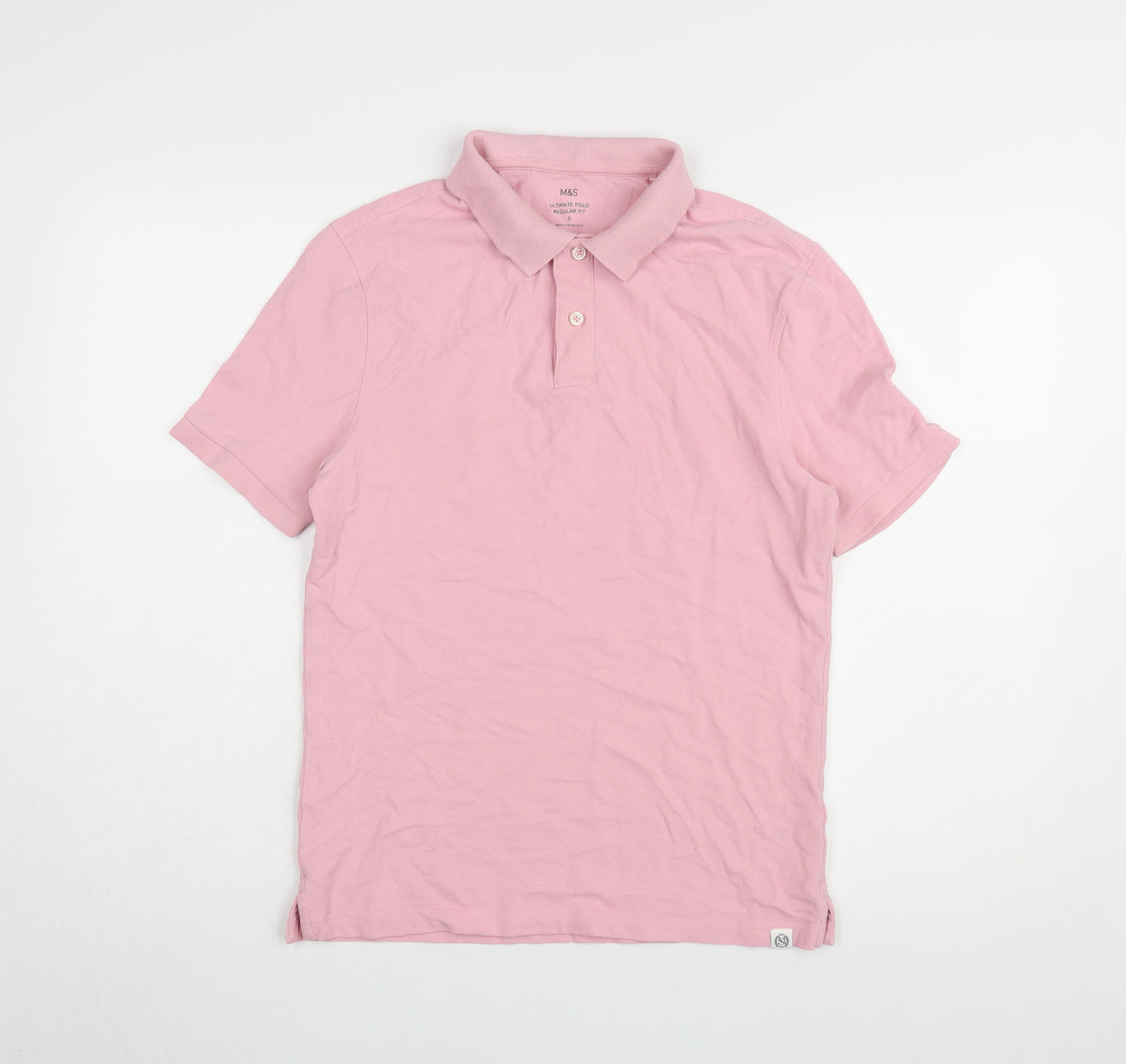 Marks and Spencer Men's Pink Polo Shirt, Size S