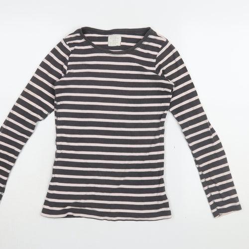 H&M Womens Striped T-Shirt Black White Cotton Size 12