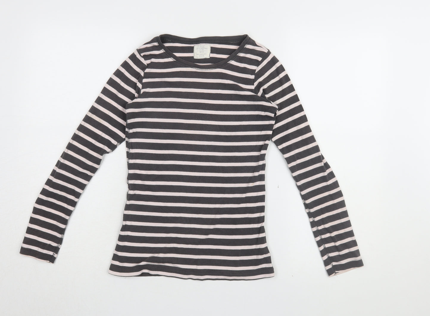 H&M Womens Striped T-Shirt Black White Cotton Size 12