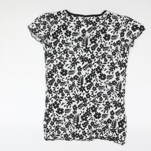 Next Women's Black Floral T-Shirt Size 12