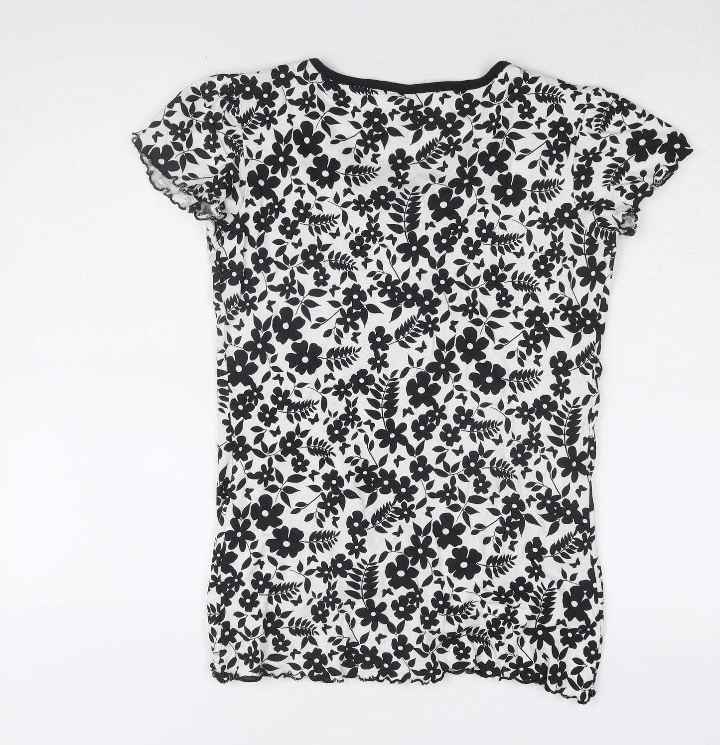 Next Women's Black Floral T-Shirt Size 12