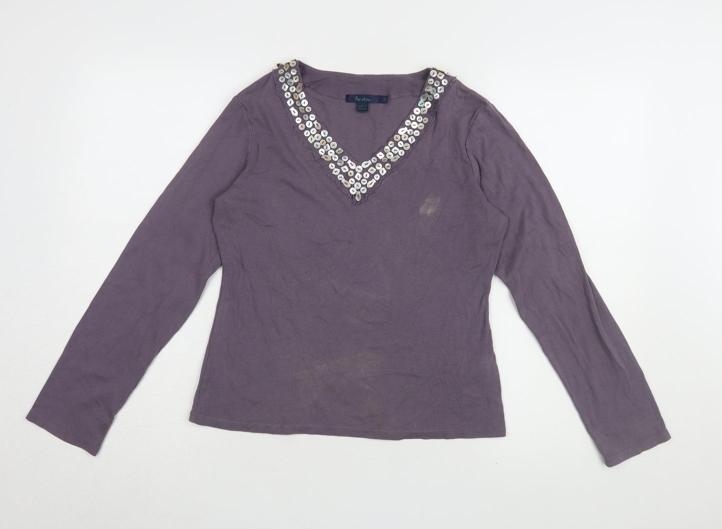 Boden Women's Purple Sequin Long Sleeve Top XL