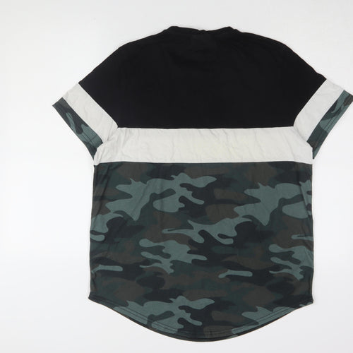 Closure London Camouflage T-Shirt, Men's L, Black/Grey/Green