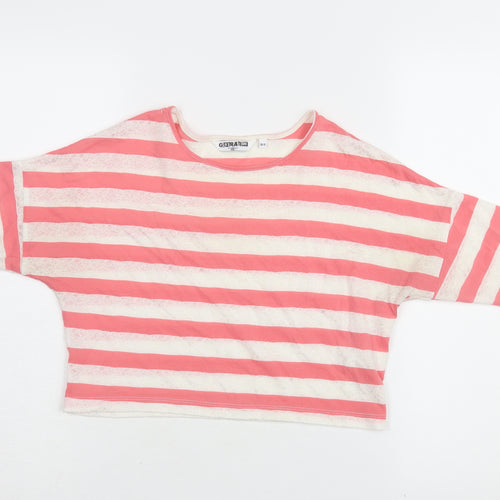 New Look Girls Pink Striped Cropped T-Shirt, Size 10-11 Years