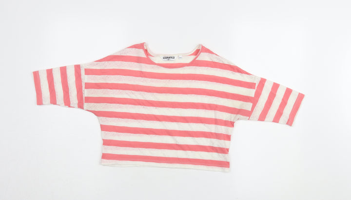New Look Girls Pink Striped Cropped T-Shirt, Size 10-11 Years