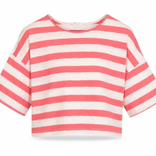 New Look Girls Pink Striped Cropped T-Shirt, Size 10-11 Years