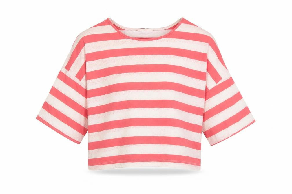 New Look Girls Pink Striped Cropped T-Shirt, Size 10-11 Years