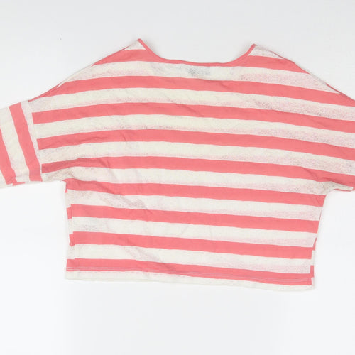 New Look Girls Pink Striped Cropped T-Shirt, Size 10-11 Years