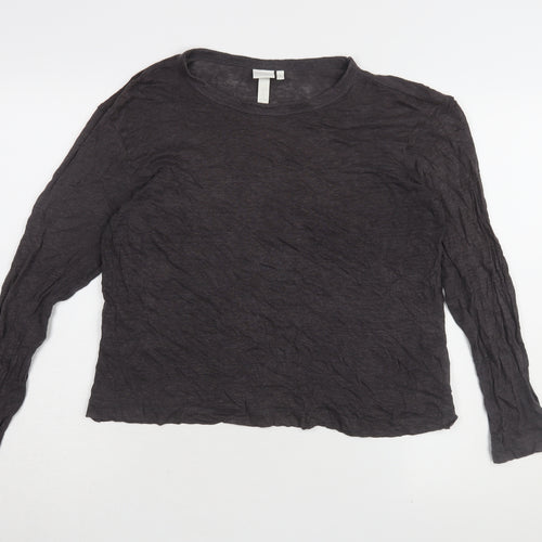 H&M Women's Black Basic Linen Long Sleeve T-Shirt M