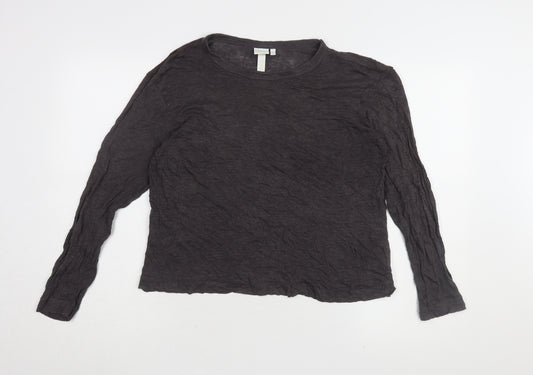 H&M Women's Black Basic Linen Long Sleeve T-Shirt M