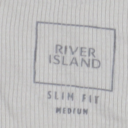 River Island Men's Beige Slim Fit Long Sleeve T-Shirt