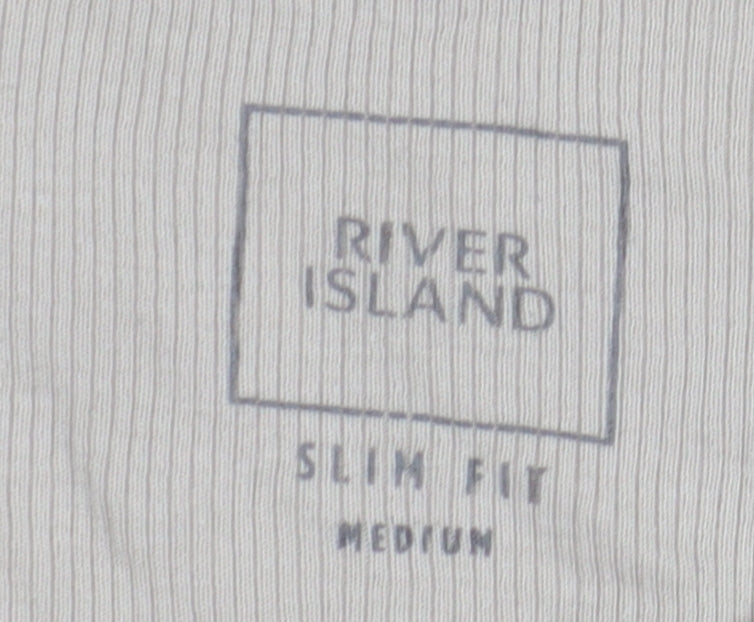 River Island Men's Beige Slim Fit Long Sleeve T-Shirt