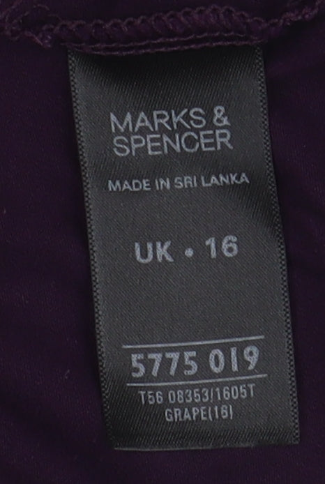 Marks and Spencer Women's Purple Basic T-Shirt Size 16