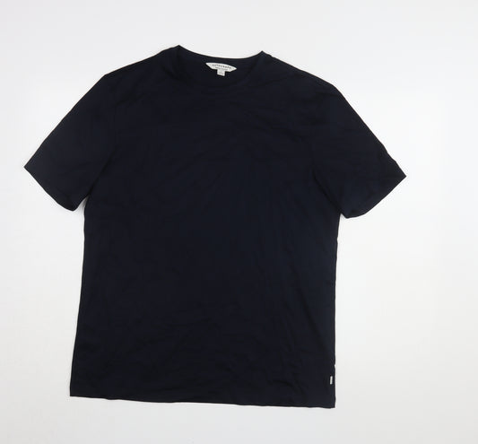 Marks and Spencer Men's Blue Cotton T-Shirt Size M