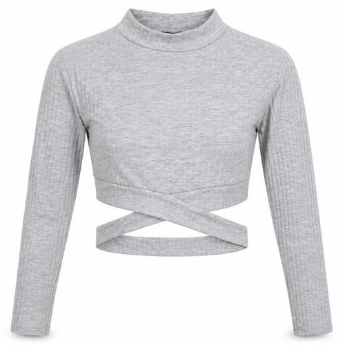Boohoo Women's Grey Cropped T-Shirt Size 14 Slim Fit