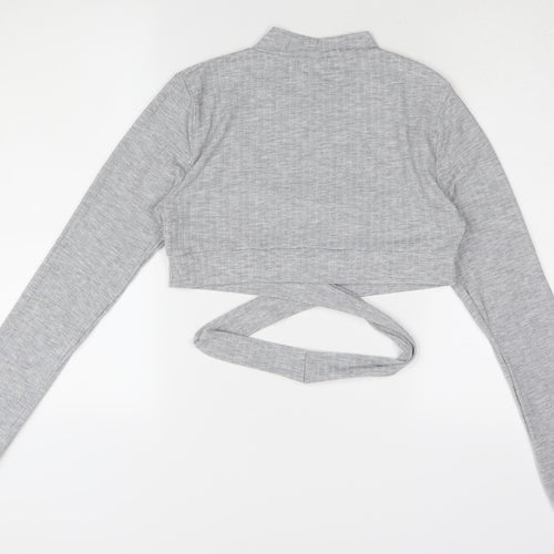 Boohoo Women's Grey Cropped T-Shirt Size 14 Slim Fit