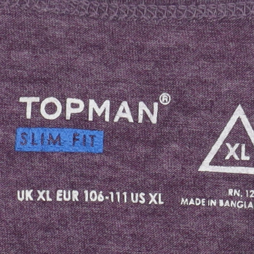 Topman Men's XL Purple Sleeveless Slim Fit T-Shirt