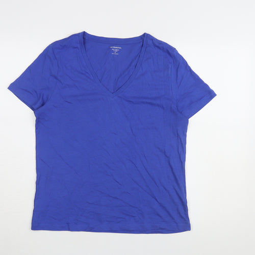 Marks and Spencer Women's Blue Cotton V-Neck T-Shirt Size 10