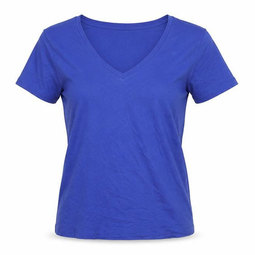 Marks and Spencer Women's Blue Cotton V-Neck T-Shirt Size 10