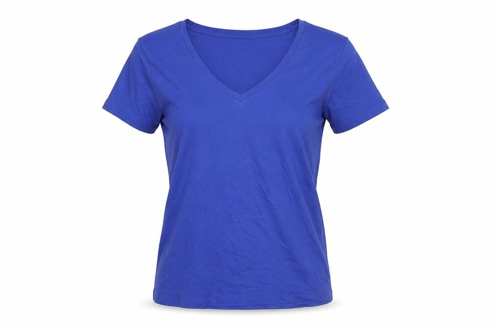 Marks and Spencer Women's Blue Cotton V-Neck T-Shirt Size 10