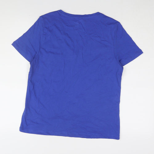 Marks and Spencer Women's Blue Cotton V-Neck T-Shirt Size 10