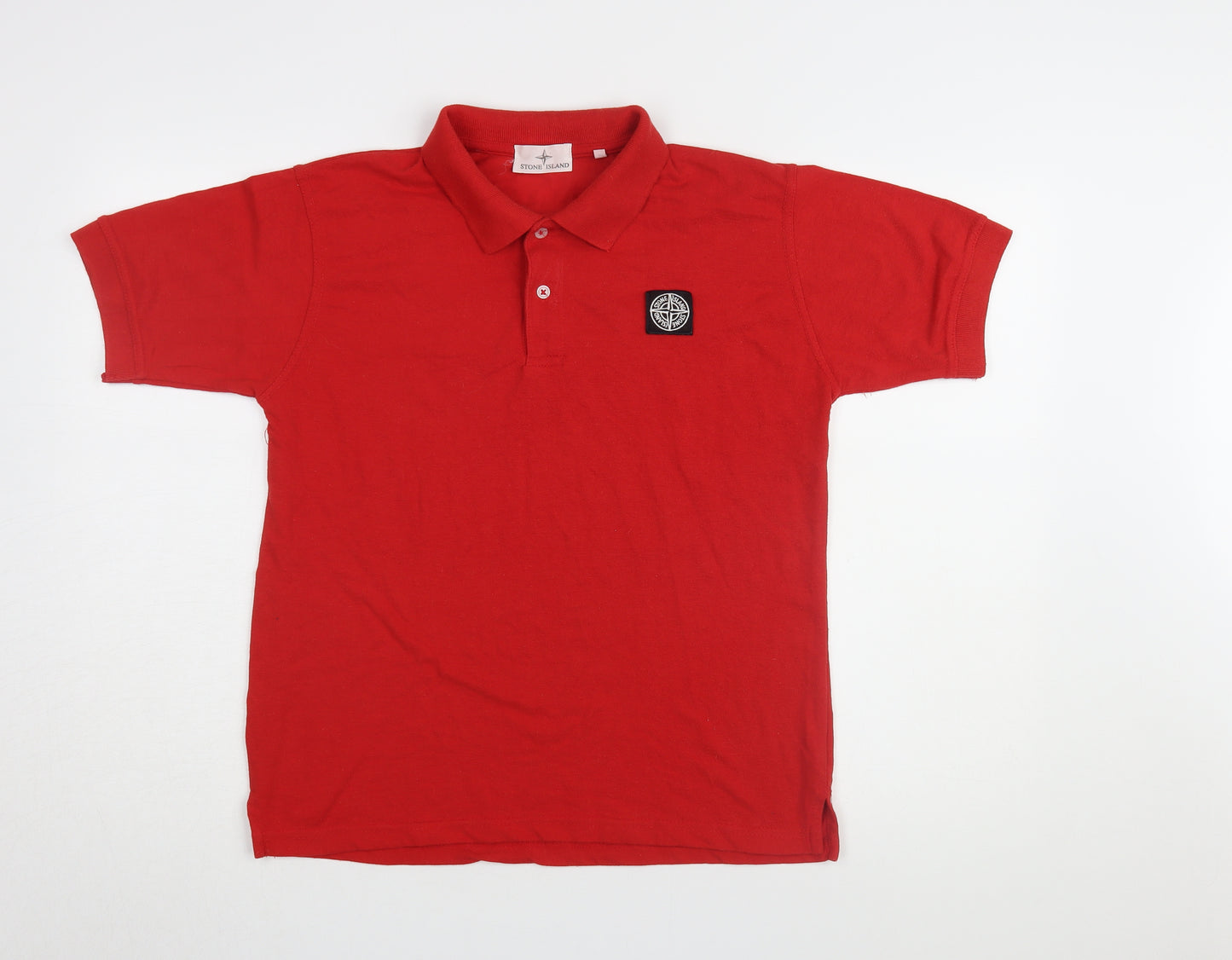 Stone Island Red Men's Polo M Logo Collared Shirt