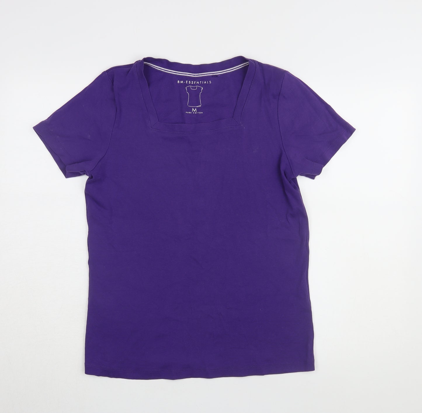 BM Essentials Women's Purple T-Shirt M Square Neck