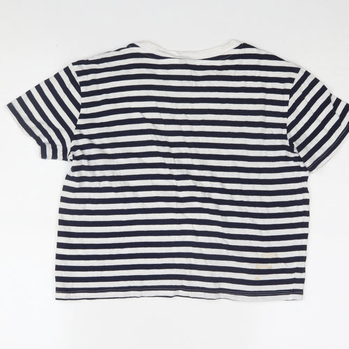 H&M Women's XS Blue Cropped T-Shirt New York Striped