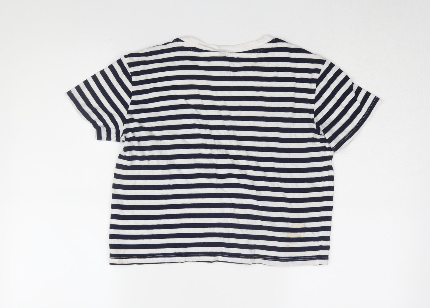 H&M Women's XS Blue Cropped T-Shirt New York Striped