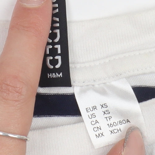 H&M Women's XS Blue Cropped T-Shirt New York Striped